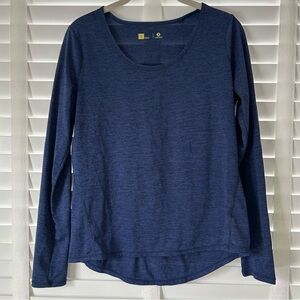 Xersion Exercise Top Heather Blue Long Sleeves Small